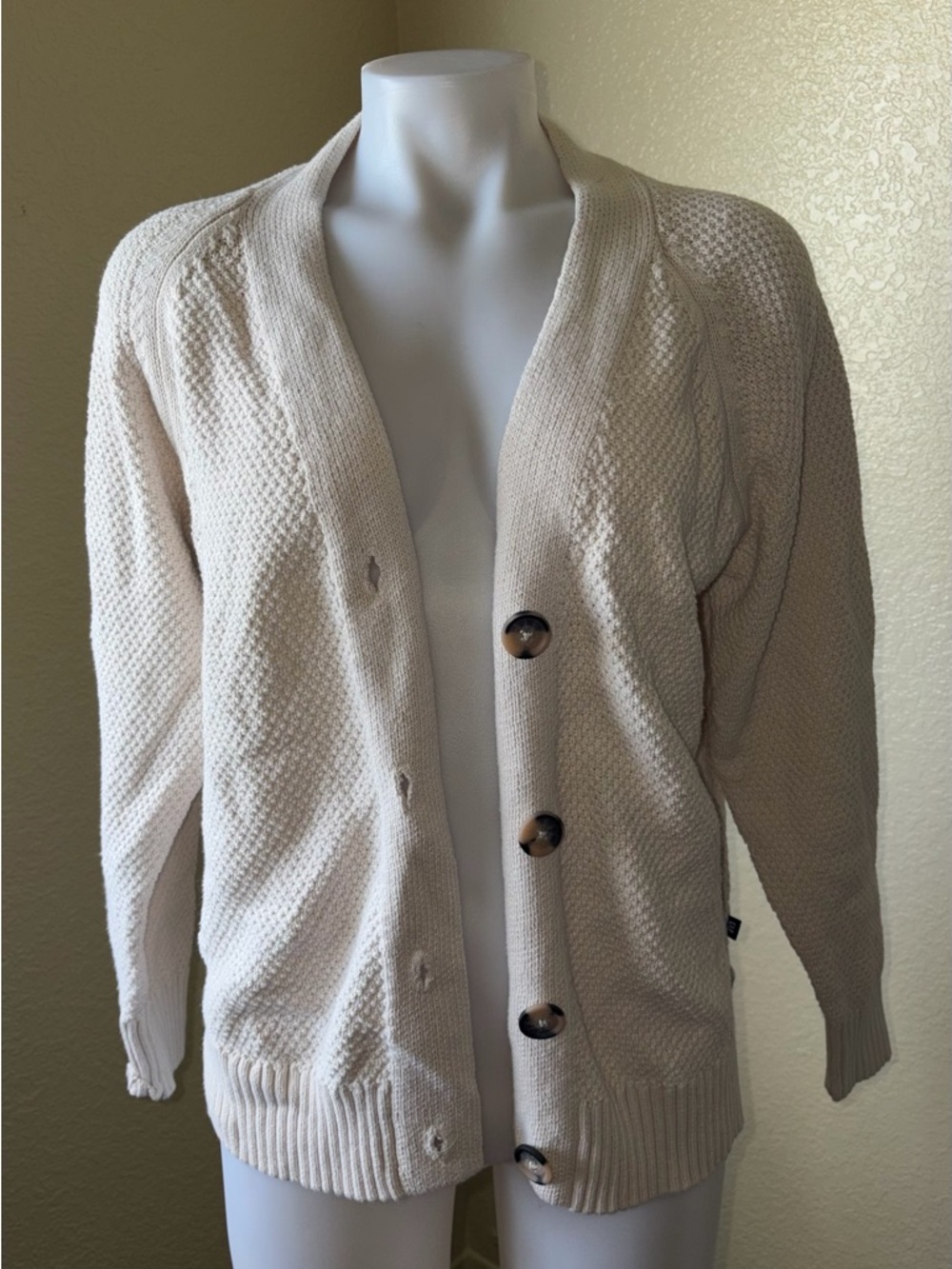 GAP Cream Button-Up Knit Cardigan